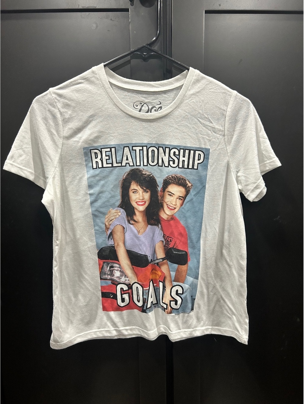 Doe White 'Relationship Goals' Graphic T-Shirt Size Small
